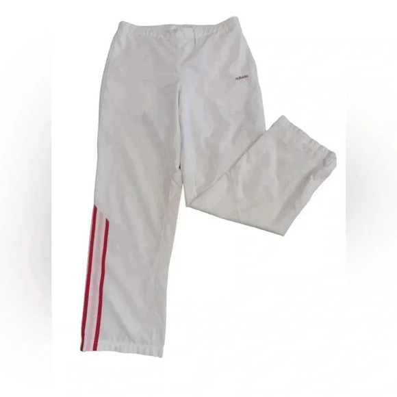 adidas Pants - Adidas Vintage Lined White Red Track Pants Size Large